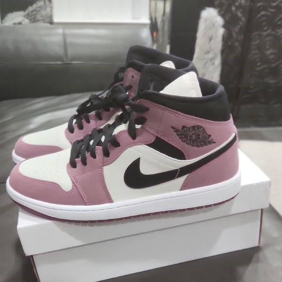 Nike Shoes - Nike Pink and Black Sneakers Air Jordan 1 Mid